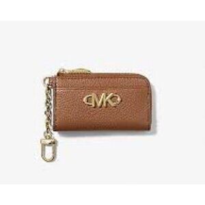 NEW Michael Kors Piper Pebbled Leather Zip Card Case - 4.75x2.75x.75